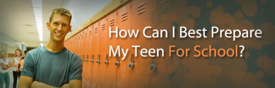 Teen standing at locker