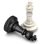 Chess-white king beats black king