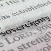 Picture of Bible, focused on word Sovereignty