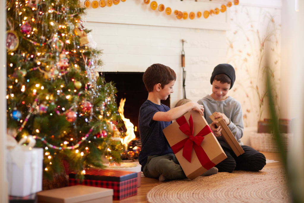 my boys opening presents