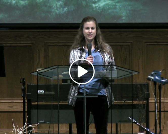 Maria speaks at the first virtually held FCS Chapel on April 14, 2020
